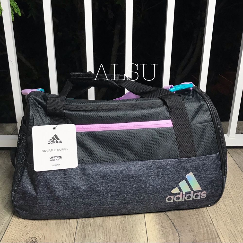 Adidas Bag Squad ||| Duffel Lilac Black Unisex - Picture 2 of 8